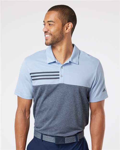 Men's Heathered Colorblocked 3-Stripes Polo