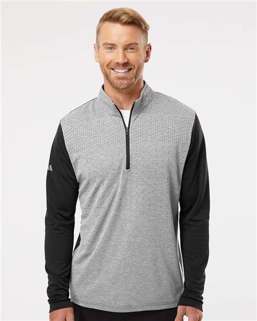 Men's Ultimate365 Heather Block Printed Quarter-Zip Pullover